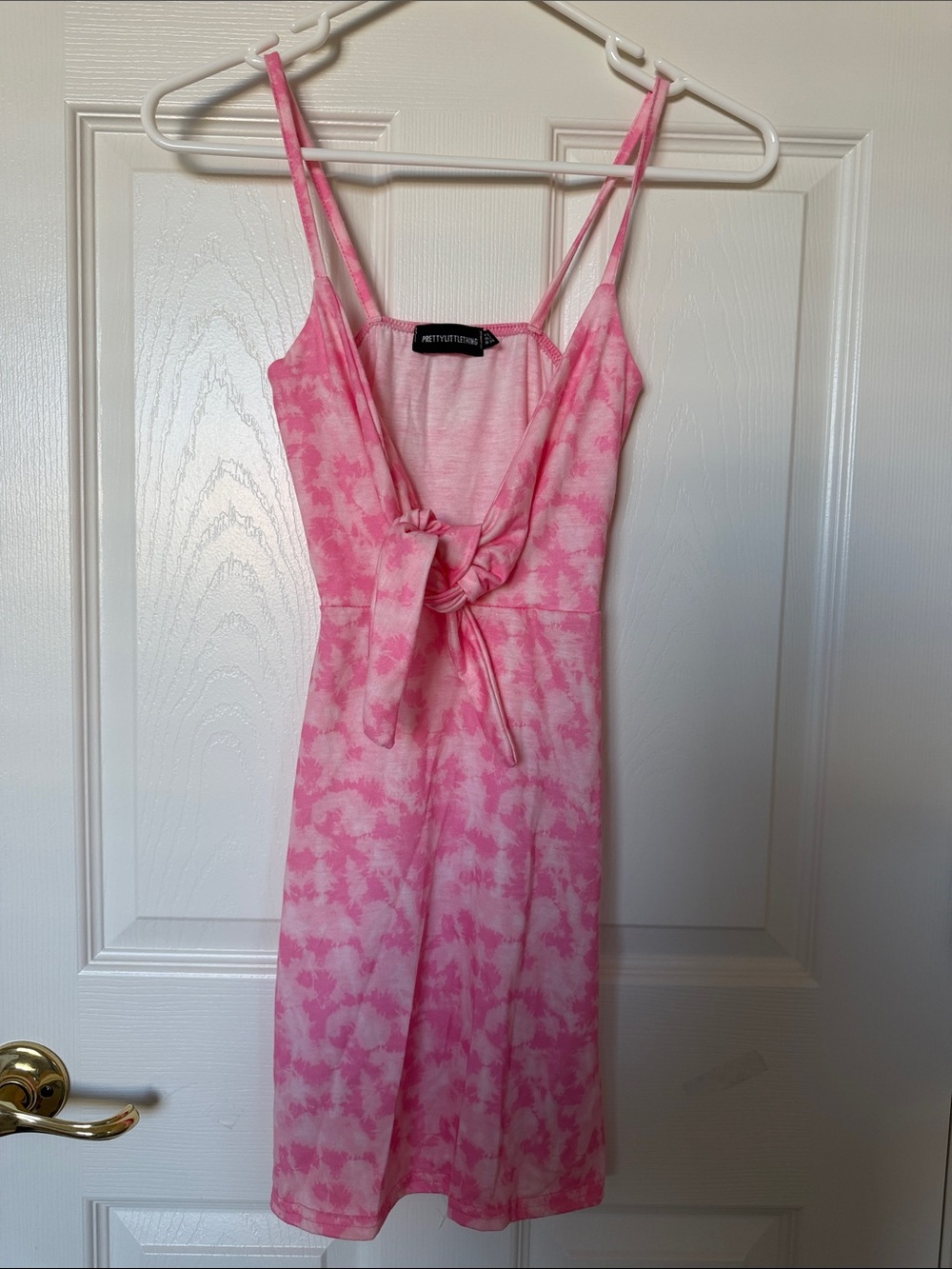 PrettyLittleThing Pink Tie-Front Mini Dress